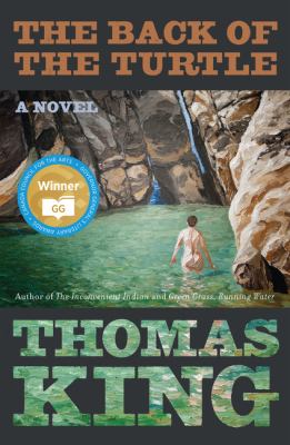 Book cover: Back view of a naked woman swimming in a pool of water next to a waterfall in a rocky canyon.